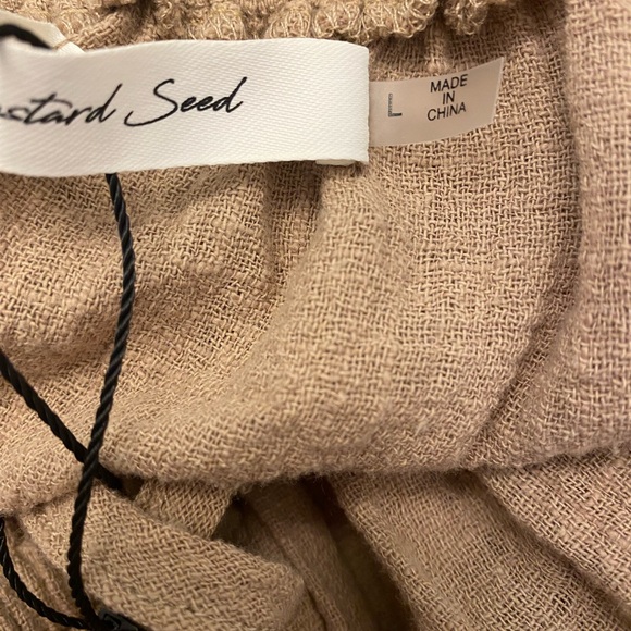 Mustard Seed Off Shoulder Dress New! Size L color khaki; lined skirt; NWT - Picture 7 of 7